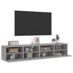 Berkfield Home TV Wall Cabinets 2 pcs Grey Sonoma 80x30x30 cm Engineered Wood - Size: 80 x 30 x 30 cm - thumbnail 6