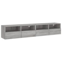 Berkfield Home TV Wall Cabinets 2 pcs Grey Sonoma 80x30x30 cm Engineered Wood - Size: 80 x 30 x 30 cm - thumbnail 2