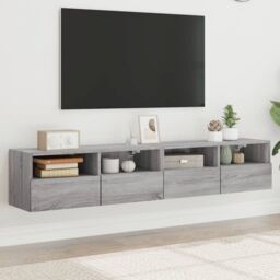 Berkfield Home TV Wall Cabinets 2 pcs Grey Sonoma 80x30x30 cm Engineered Wood - Size: 80 x 30 x 30 cm - thumbnail 1