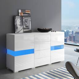 Rolipo Modern White High Gloss LED Sideboard TV Stand 140cm - thumbnail 1
