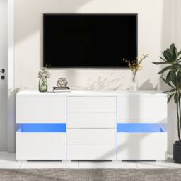 Rolipo Modern White High Gloss LED Sideboard TV Stand 140cm - thumbnail 9
