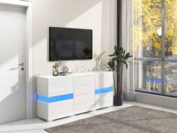 Rolipo Modern White High Gloss LED Sideboard TV Stand 140cm - thumbnail 4