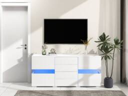 Rolipo Modern White High Gloss LED Sideboard TV Stand 140cm - thumbnail 5