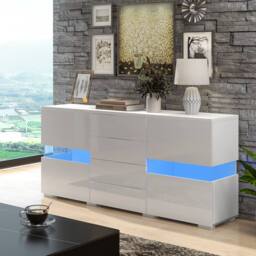 Rolipo Modern White High Gloss LED Sideboard TV Stand 140cm - thumbnail 7