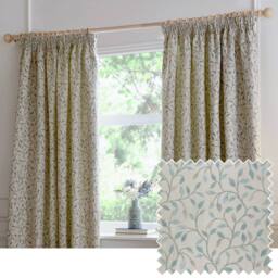 Voyage Maison Cervino Jacquard Pencil Pleat Curtain Pair in Blue - Size: 168 cm width x 229 cm drop