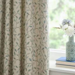 Voyage Maison Cervino Jacquard Pencil Pleat Curtain Pair in Blue - Size: 168 cm width x 229 cm drop - thumbnail 5