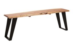 Orsina Acacia Wood Outdoor Seating Bench, Wood Top Outdoor Bench for Picnic, Dining, Sitting, Iron Base in Brown - thumbnail 2
