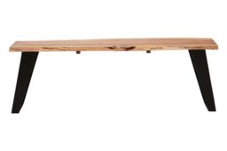 Orsina Acacia Wood Outdoor Seating Bench, Wood Top Outdoor Bench for Picnic, Dining, Sitting, Iron Base in Brown - thumbnail 7