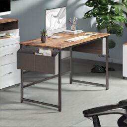Rafaelo Mobilia Industrial Computer Desk With Storage Bag in Brown - thumbnail 4