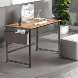 Rafaelo Mobilia Industrial Computer Desk With Storage Bag in Brown - thumbnail 3