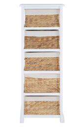 Orsina Modern 5 Seagrass Drawer Chest, Stylish Chest Of Drawers For Livingroom, Sleek Minimalist Chest For Lounge in White - thumbnail 4