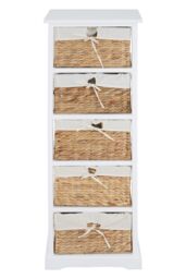 Orsina Modern 5 Seagrass Drawer Chest, Stylish Chest Of Drawers For Livingroom, Sleek Minimalist Chest For Lounge in White - thumbnail 2
