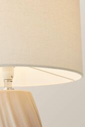ValueLights Lydia Natural Linen Drum Lamp Shade Tall Swirl Matte Natural Table Lamp - thumbnail 4