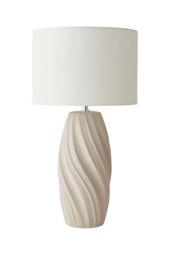 ValueLights Lydia Natural Linen Drum Lamp Shade Tall Swirl Matte Natural Table Lamp - thumbnail 6