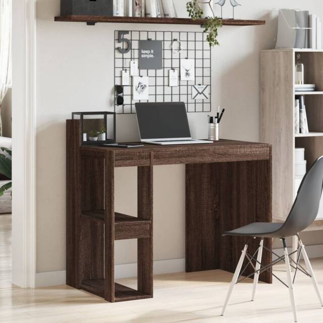 Berkfield Home Office Desk Brown Oak 103.5x56.5x94 cm Engineered Wood - image 1