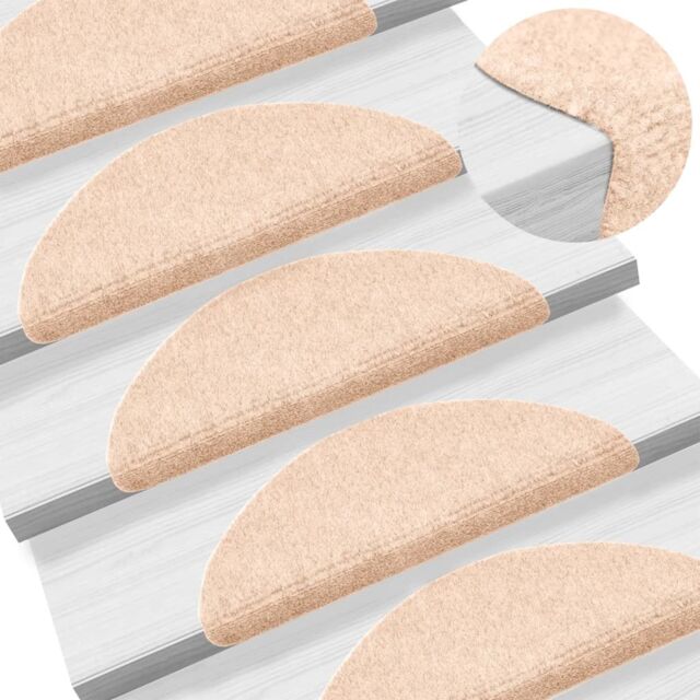 Berkfield Home Self-adhesive Stair Mats 5 pcs Brown 56x17x3 cm Needle Punch - Size: Medium - image 1