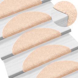 Berkfield Home Self-adhesive Stair Mats 5 pcs Brown 56x17x3 cm Needle Punch - Size: Medium - thumbnail 1