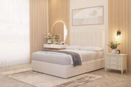 Somnior Alexas Plush Velvet Divan Bed Set with Midnight Pocket Sprung Mattress & Headboard in Ivory - Size: King - thumbnail 4