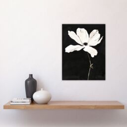 "Artery8 White Flower Bloom Black Background Watercolour Wall Art Print - Size: W18"" x H24""" - thumbnail 4