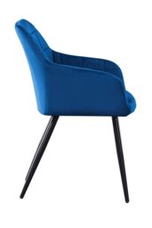 Life Interiors Single Camden Modern Velvet Dining Chair with Armrests, Quilted Design & Black Metal Legs in Royal - thumbnail 3