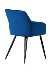 Life Interiors Single Camden Modern Velvet Dining Chair with Armrests, Quilted Design & Black Metal Legs in Royal - thumbnail 4