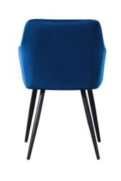 Life Interiors Single Camden Modern Velvet Dining Chair with Armrests, Quilted Design & Black Metal Legs in Royal - thumbnail 5