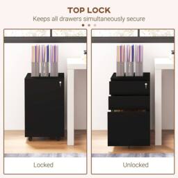 STILVORA Metal Filing Cabinet with 3 Drawers & Lock, Black - thumbnail 8