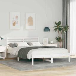 Berkfield Home with Headboard White 140 x 220 cm Solid pine wood - thumbnail 2