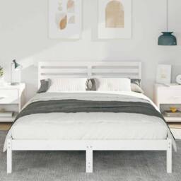 Berkfield Home with Headboard White 140 x 220 cm Solid pine wood - thumbnail 4