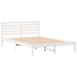 Berkfield Home with Headboard White 140 x 220 cm Solid pine wood - thumbnail 1