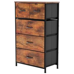NESTLUNE 5 Drawer Modern Fabric Chest of Drawers Storage in Brown - Size: 100 cm x 15 cm - thumbnail 3