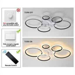 NIVOR 5 Ring Ceiling Fan with Light & Remote Control LED Dimmable Quiet in White - thumbnail 4