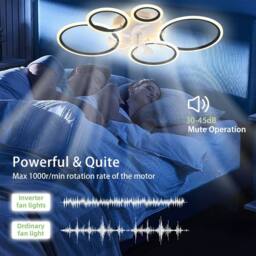 NIVOR 5 Ring Ceiling Fan with Light & Remote Control LED Dimmable Quiet in White - thumbnail 6