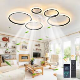 NIVOR 5 Ring Ceiling Fan with Light & Remote Control LED Dimmable Quiet in White