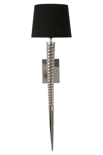 Orsina Wall Light with Tapered Screw Textured Base, High Gloss Nickel Finish Stainless Steel Frame in Black - image 1