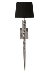 Orsina Wall Light with Tapered Screw Textured Base, High Gloss Nickel Finish Stainless Steel Frame in Black