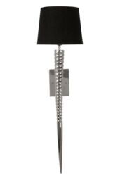 Orsina Wall Light with Tapered Screw Textured Base, High Gloss Nickel Finish Stainless Steel Frame in Black - thumbnail 2