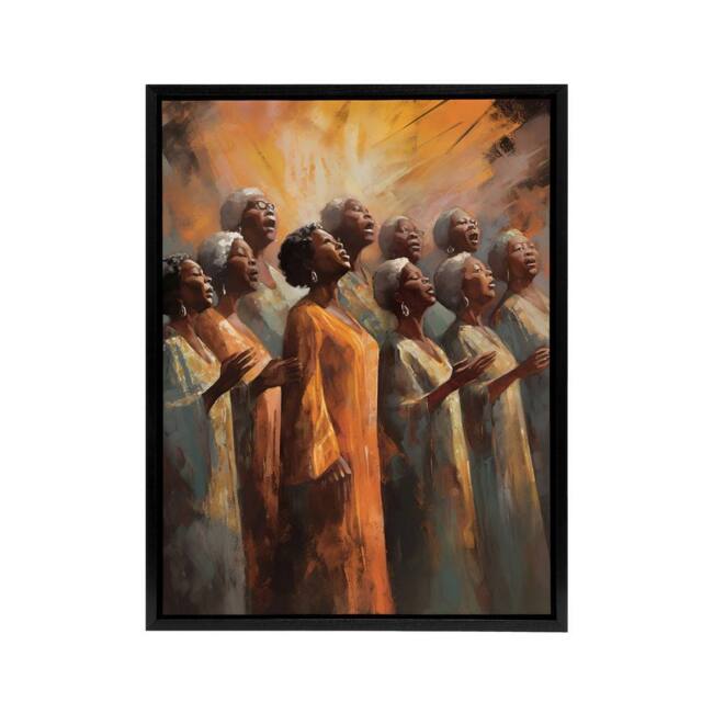 "Artery8 African Country Gospel Music Choir Framed Canvas Wall Art Print - Size: W12"" x H16""" - image 1