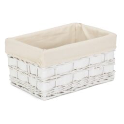 Red Hamper Wicker Set of 4 White Scandi Storage Basket With White Lining - thumbnail 3