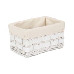 Red Hamper Wicker Set of 4 White Scandi Storage Basket With White Lining - thumbnail 2