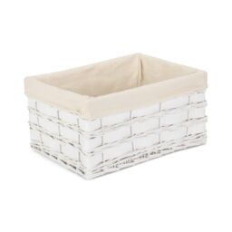 Red Hamper Wicker Set of 4 White Scandi Storage Basket With White Lining - thumbnail 4