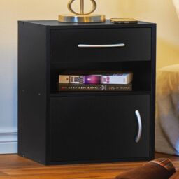 EONLION 2 Wooden Nightstands - Bedside Cabinet with Door Drawer in Light Oak - thumbnail 3