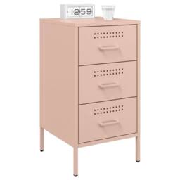 Berkfield Home Bedside Cabinet Pink 36x39x68 cm Steel - Size: 36 x 39 x 68 cm - thumbnail 4