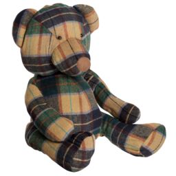 Orsina Large Green Check Bear Door Stop, Decorative Bear Doorstop For Garden Doors, Heavy Secure Door Stop Holder