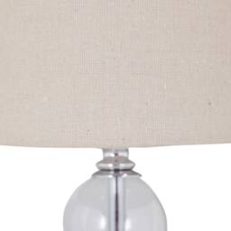 First Choice Lighting Chrome Two Ball Table Lamp with Natural Linen Shade in Silver - thumbnail 2
