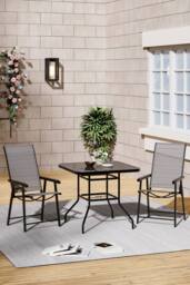 Living and Home 2-Seater Outdoor Garden Dining Bistro Set in Black - thumbnail 2