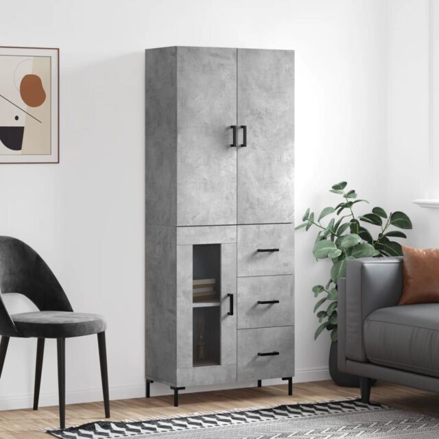 Berkfield Home Highboard Concrete Grey 69.5x34x180 cm Engineered Wood - image 1