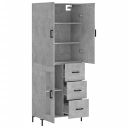 Berkfield Home Highboard Concrete Grey 69.5x34x180 cm Engineered Wood - thumbnail 4