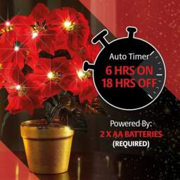 Coopers of Stortford Light-Up Potted Poinsettia with Warm White LEDs in Red - thumbnail 2