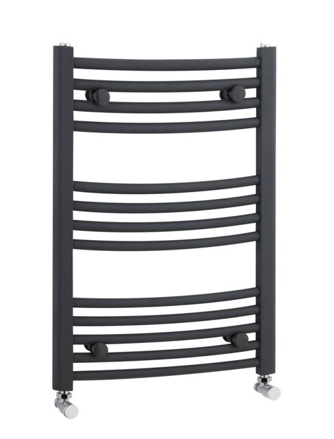 Balterley Heated Vertical Towel Curved Rail 1051 BTU, 700mm x 500mm - Anthracite in Grey - image 1